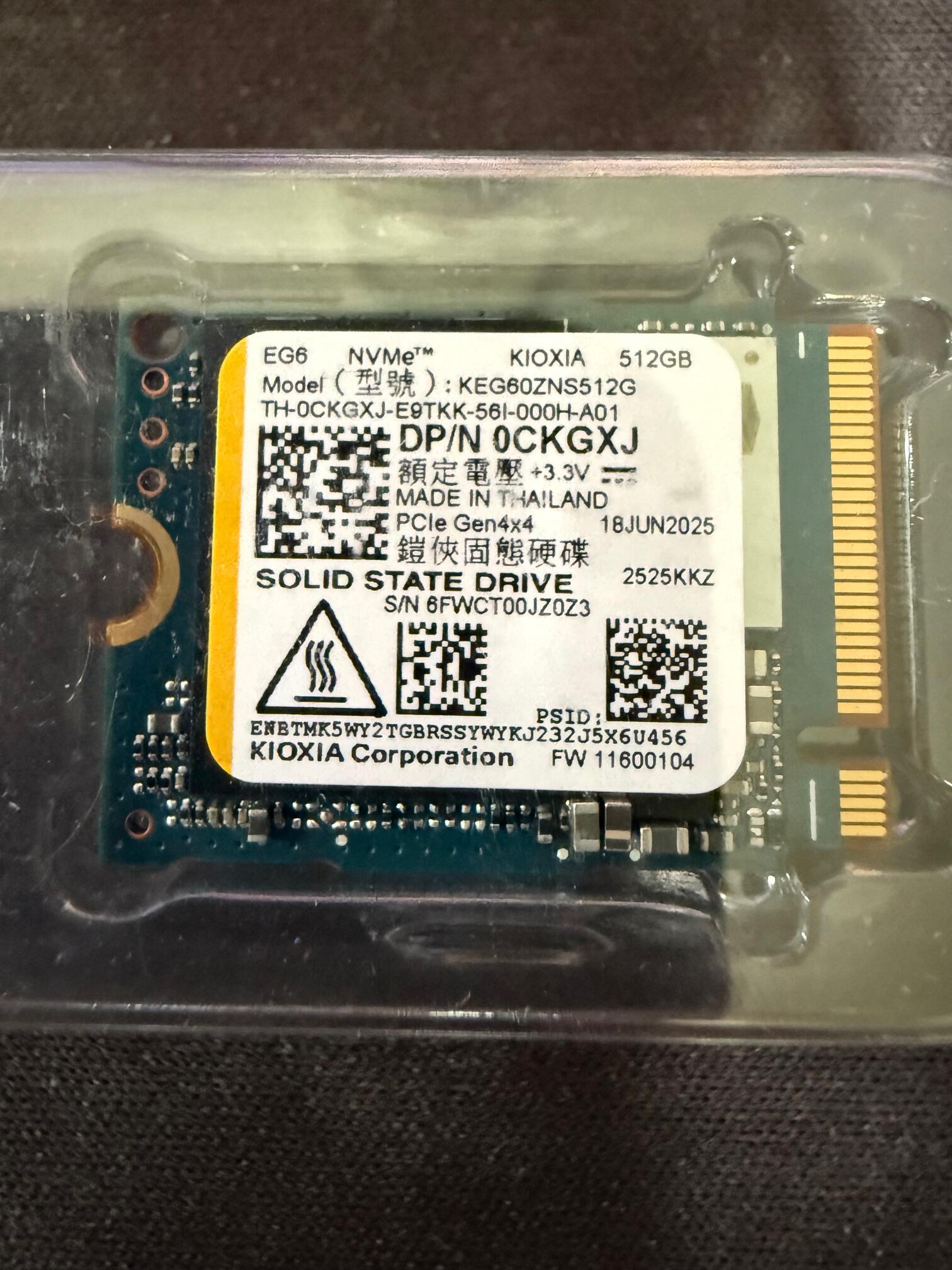 512GB NVMe M.2 - PCIe SSD KIOXIA 0 EG6 Drive Kioxia Gen4 State 