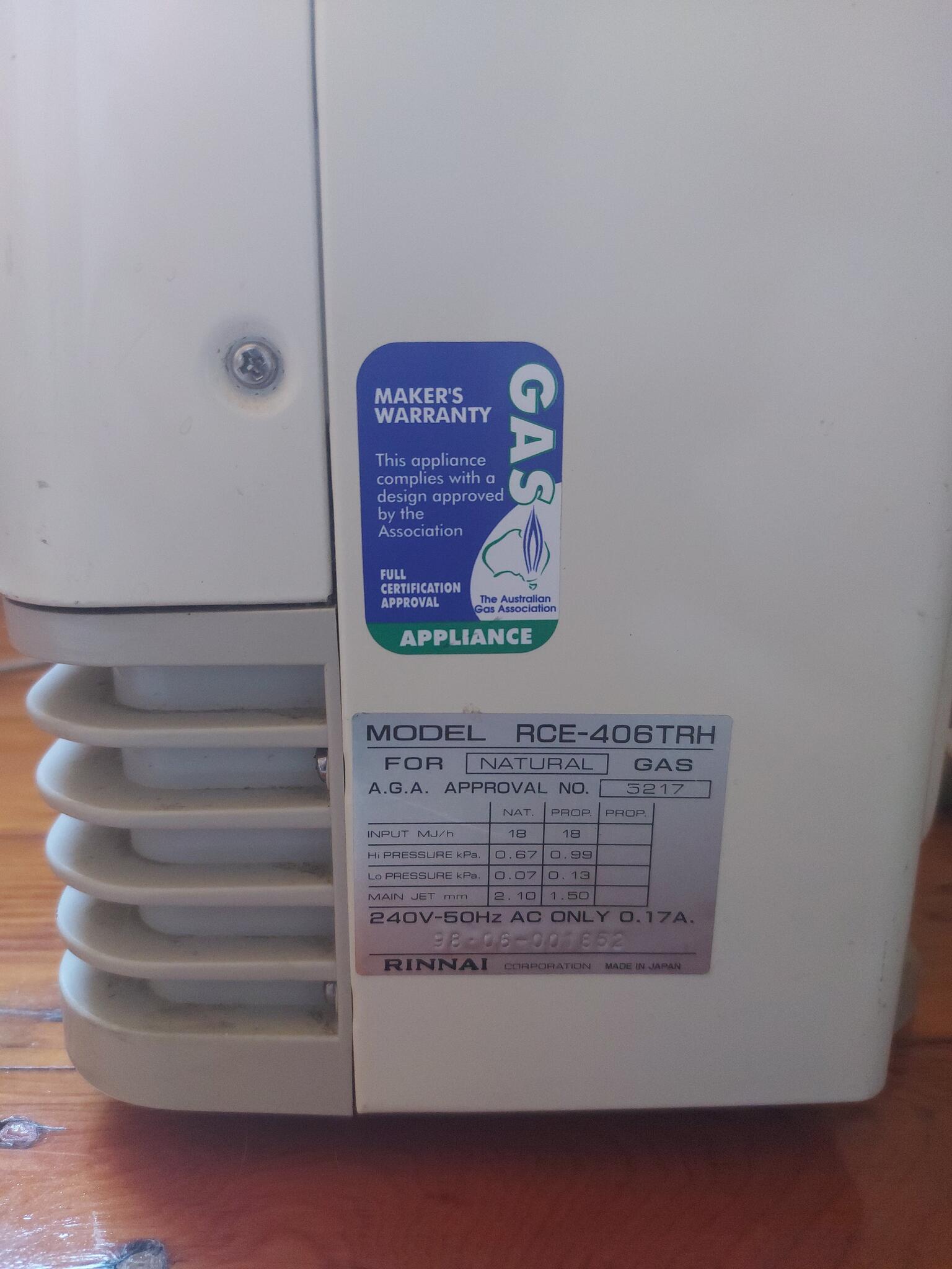 Rinnai Convector Natural Gas Heater 406TR - Perfect Working Condition For  $200 In Sydney, NSW | For Sale u0026 Free — Nextdoor